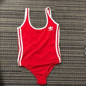 Red adidas body suit